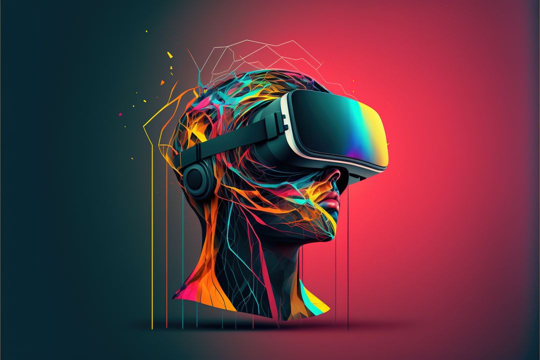Human head of abstract colourful connections in vr headset, created using generative ai technology - Free Images, Stock Photos and Pictures on Pikwizard.com