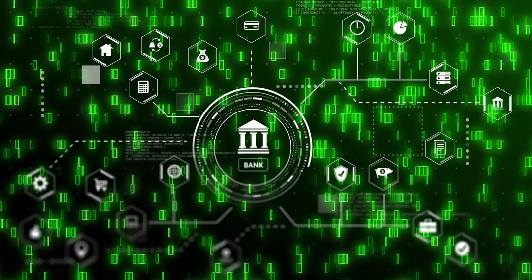 Futuristic Digital Finance and Cybersecurity Interface Visualization