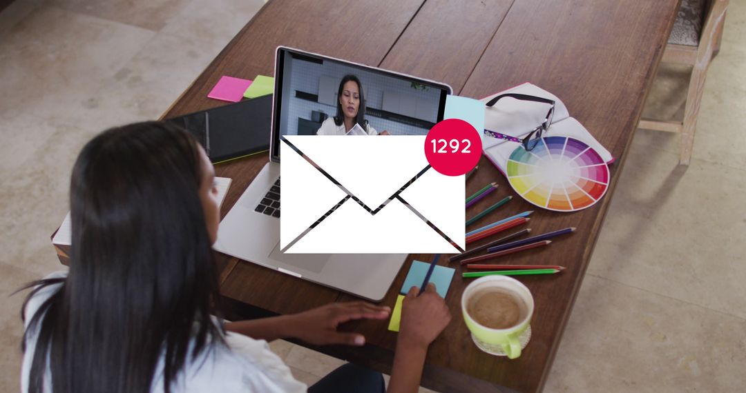 Virtual Meeting With High Email Notifications On Laptop