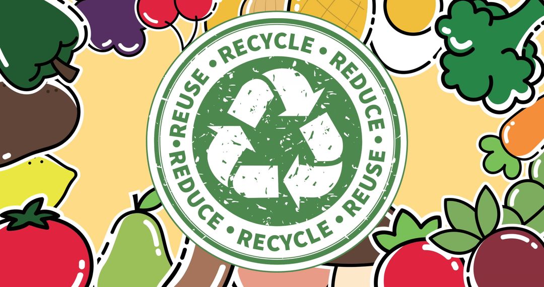 Ecological Emblem with Recycle Motif and Fresh Produce