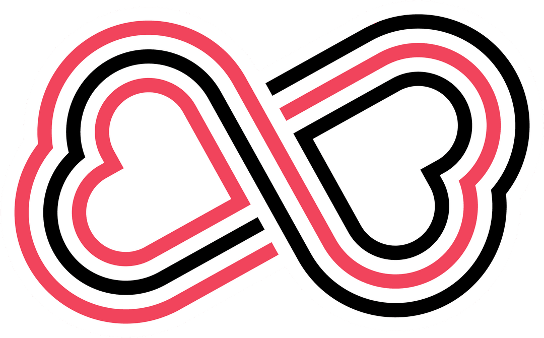 Transparent Infinity Heart Symbol with Black and Pink Outlines