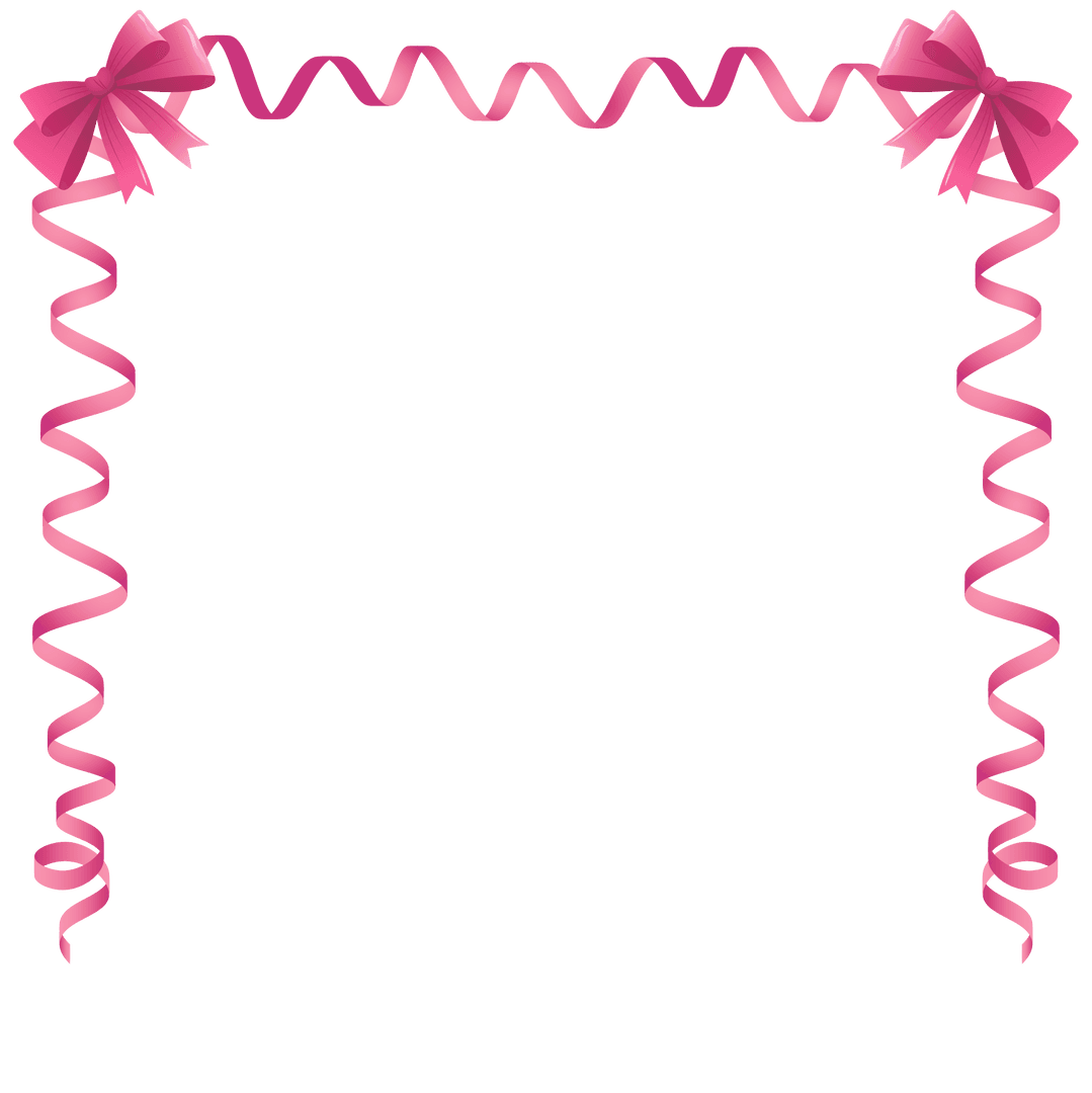 Transparent Pink Ribbon Corners with Curling Streamers