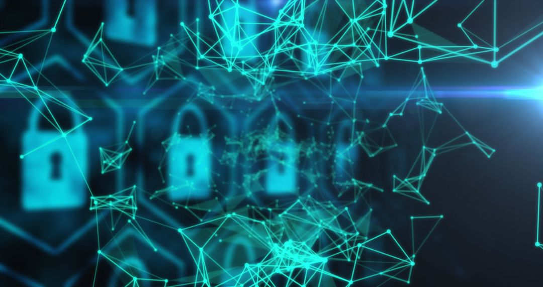Futuristic Digital Security Network with Abstract Padlocks