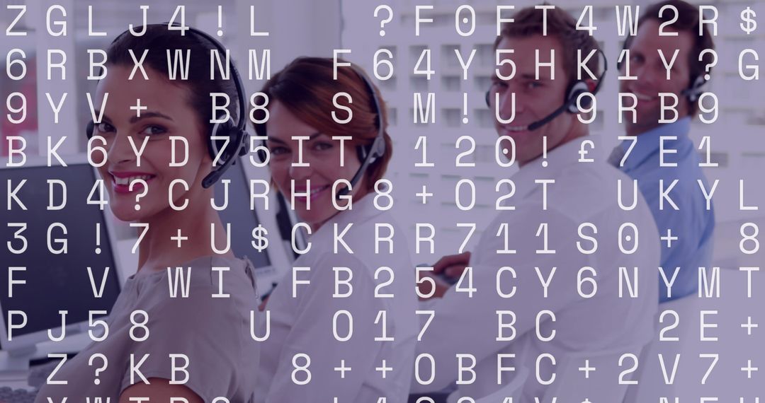 Smiling Call Center Team Collaborating at Innovative Office