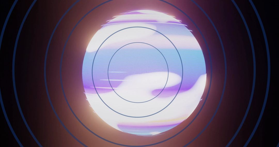 Abstract Digital Globe with Concentric Circles on Black Background