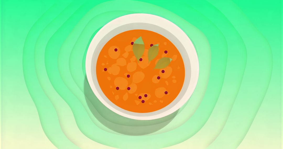 Abstract Culinary Art Featuring Minimalist Soup in Vibrant Style