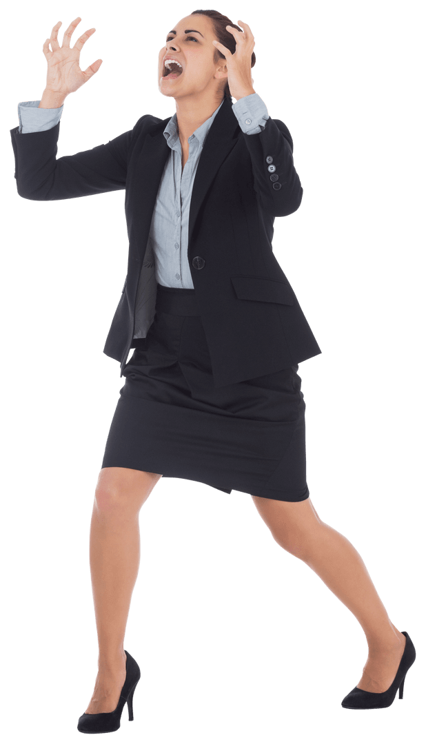 Furious Businesswoman Screaming in Despair Transparent Background