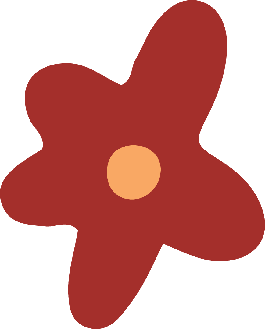 Stylized Red Flower Pattern with Yellow Center on Transparent Background