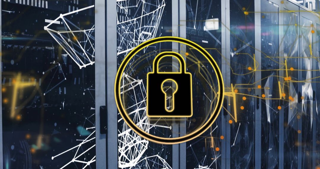 Cybersecurity Concept with Padlock and Network Connections