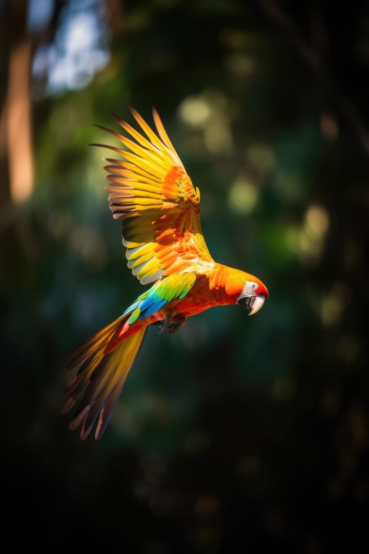 Scarlet Macaw Soaring in Tropical Forest - Free Images, Stock Photos and Pictures on Pikwizard.com