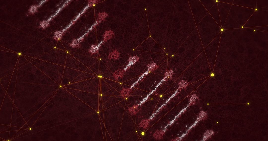 Abstract DNA Strand with Glowing Geometric Network