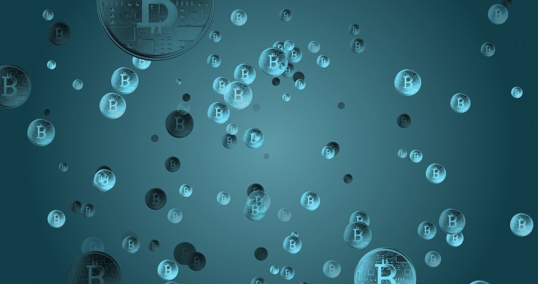 Glowing Bitcoin Symbols on Gradient Background