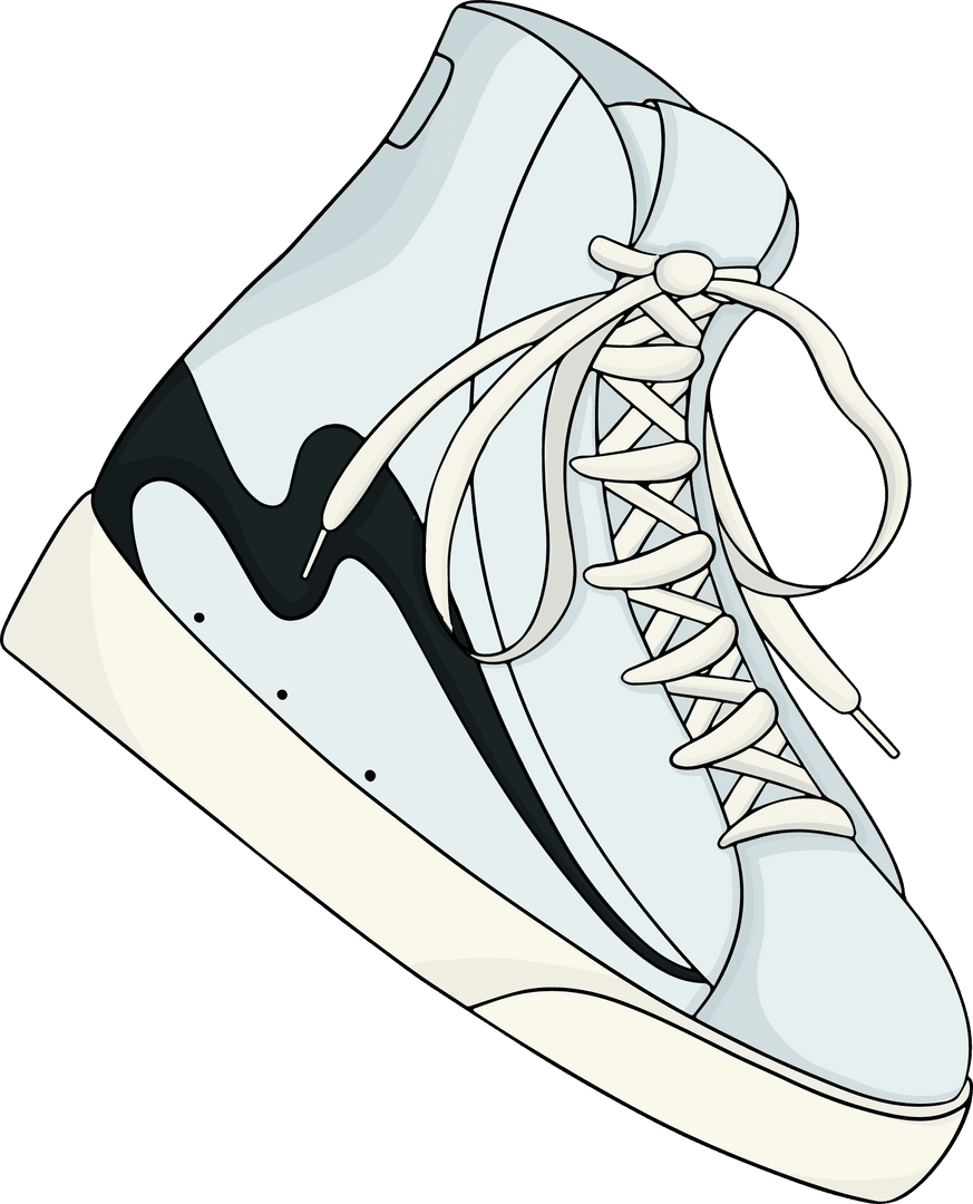 Vector High-Top Sneaker on Transparent Background Showing Details