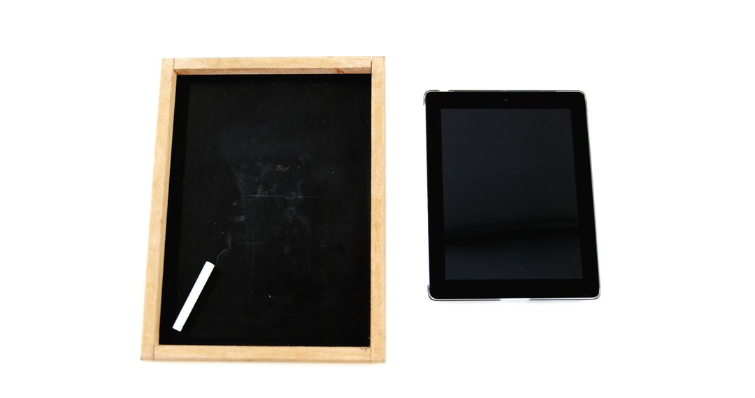 Old Blackboard and Modern Tablet on White Background - Free Images, Stock Photos and Pictures on Pikwizard.com