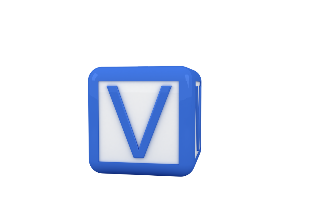 Blue Letter V on a Transparent Cube Isometric View - Download Free Stock Images Pikwizard.com