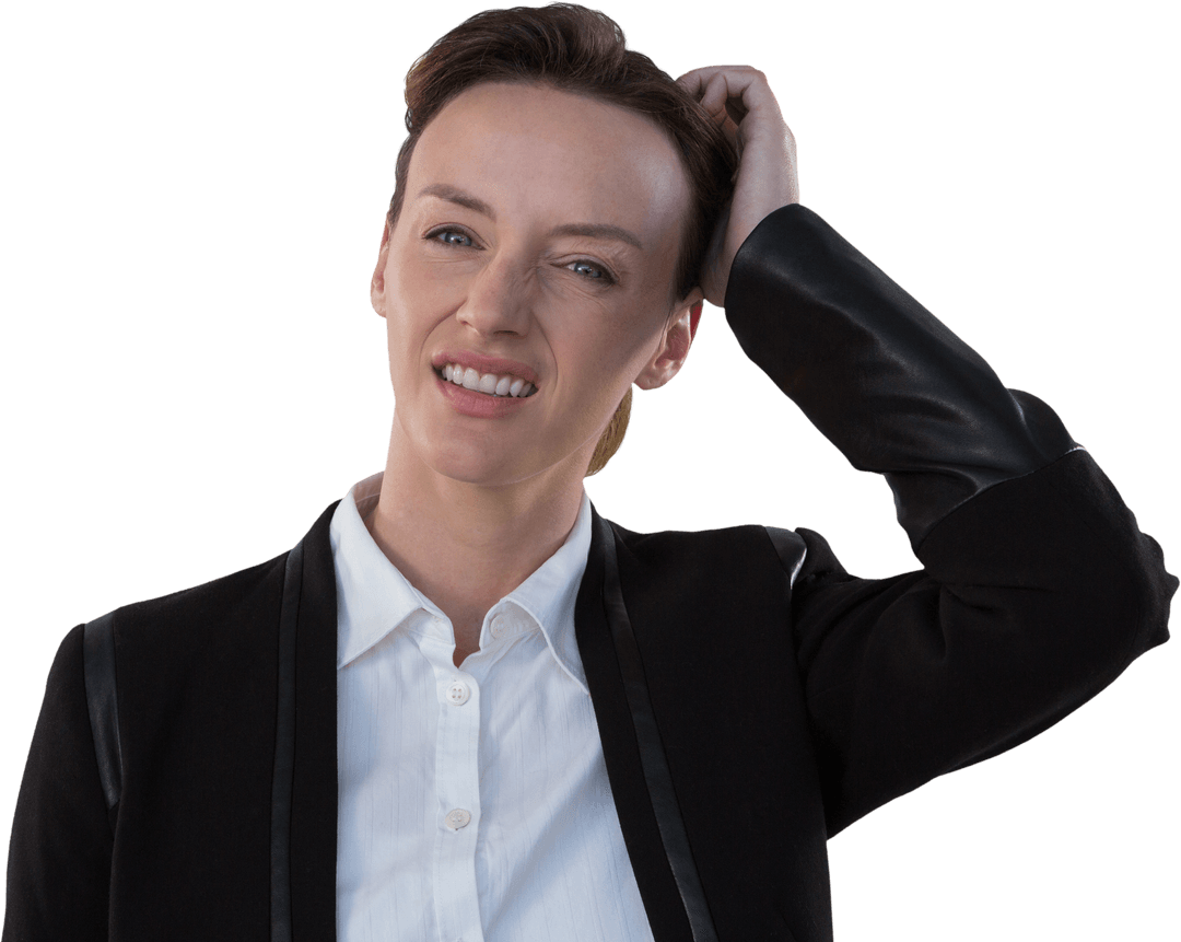 Transparent Angry Businesswoman Expressing Frustration Gesture