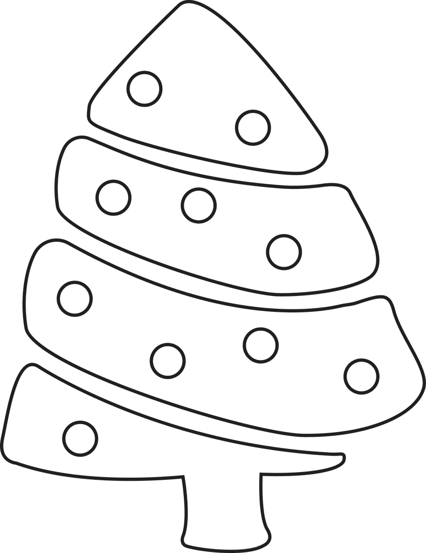 Transparent Christmas Tree Outline with Decorations Illustration