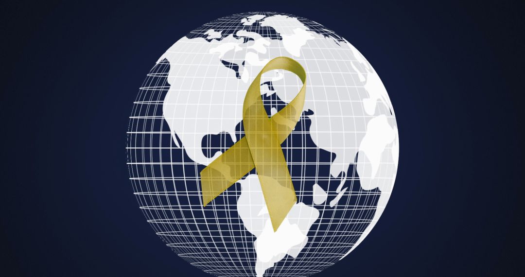 Yellow Ribbon on Globe, Symbolizing Global Awareness - Free Images, Stock Photos and Pictures on Pikwizard.com