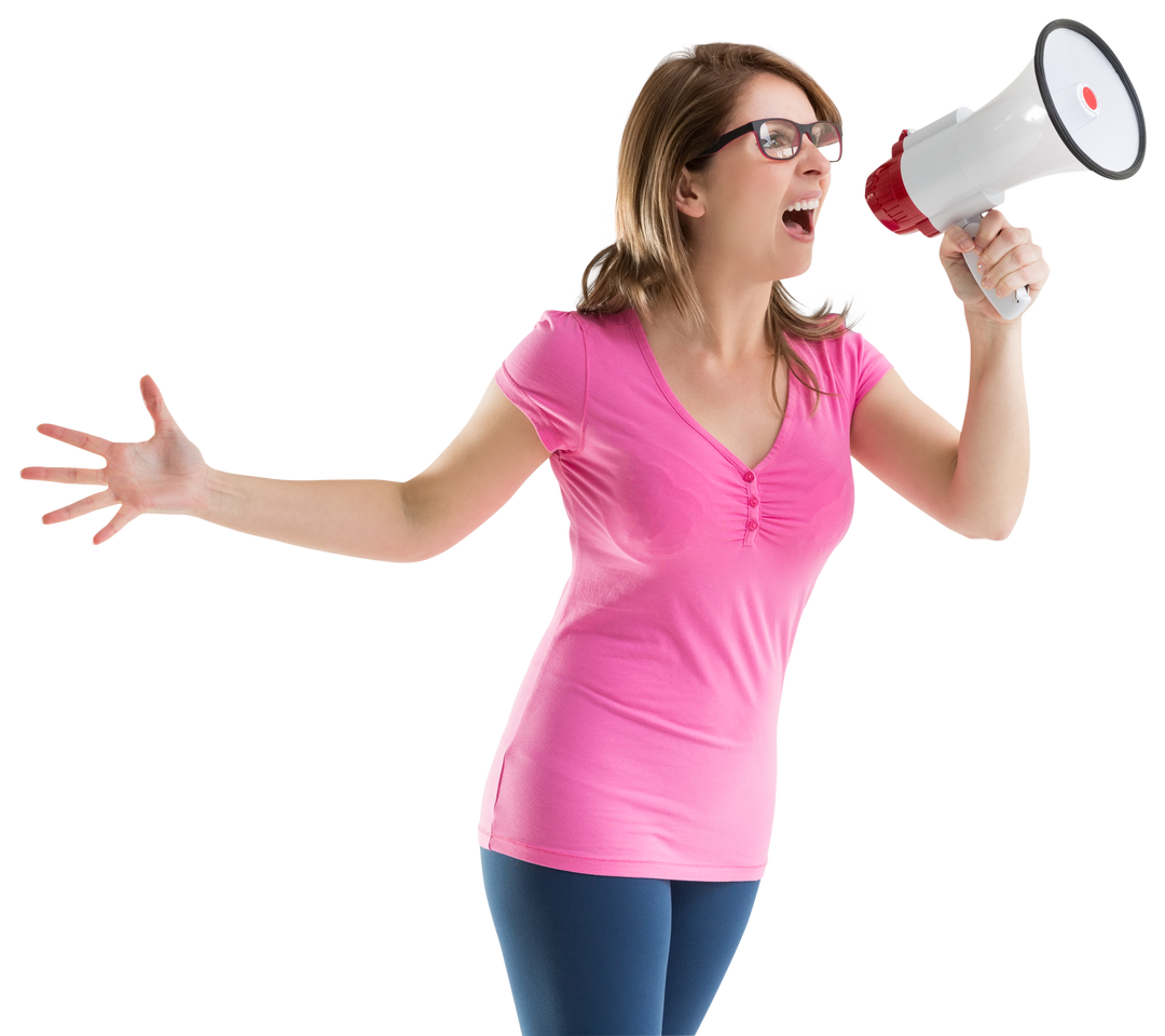 Woman Screaming Through Megaphone | Transparent Background | Communication Concept - Download Free Stock Images Pikwizard.com