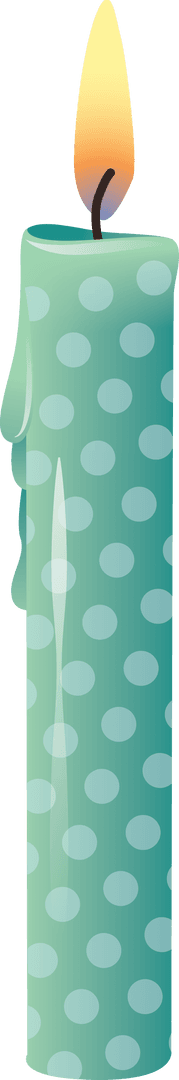 Transparent Green Decorative Candle With Blue Dots Flickering Flame Vector