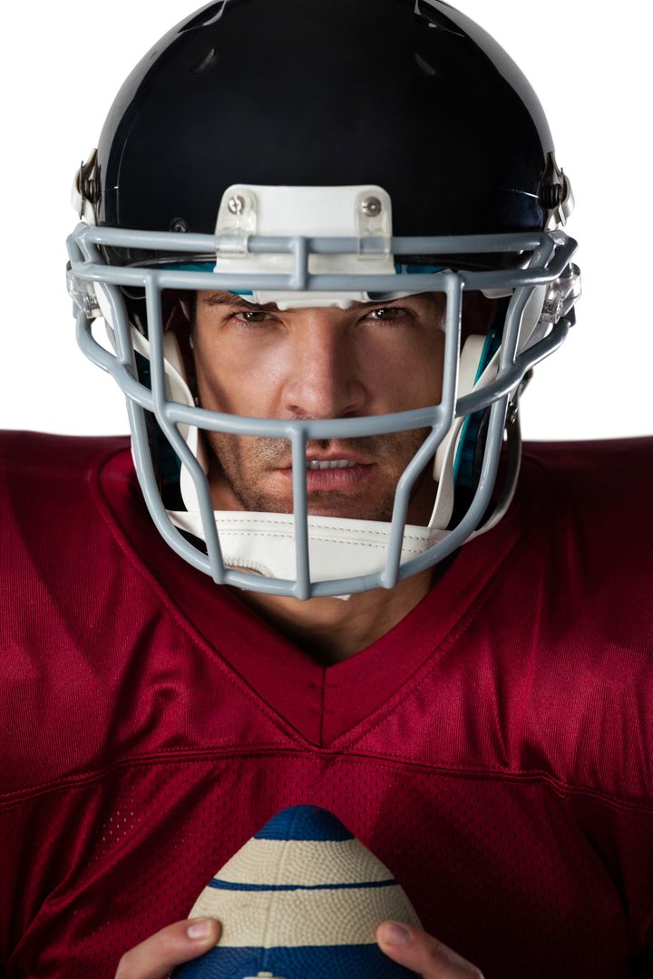 Portrait of determined American football player wearing helmet - Free Images, Stock Photos and Pictures on Pikwizard.com