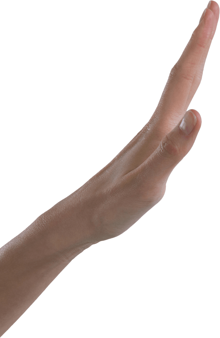 Transparent Woman's Hand Gesturing at Invisible Digital Interface