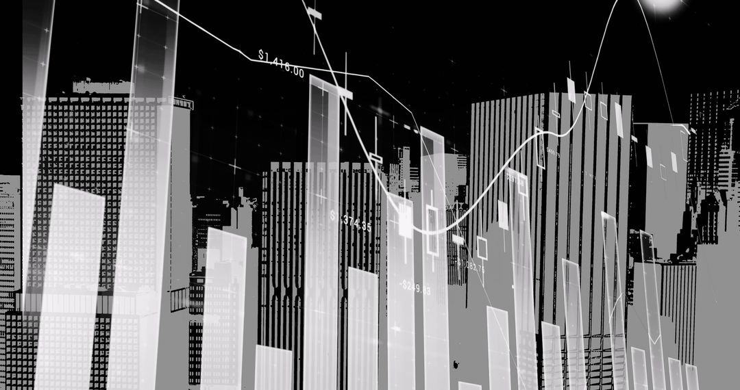 Digital Financial Data Overlay on Cityscape Visualization