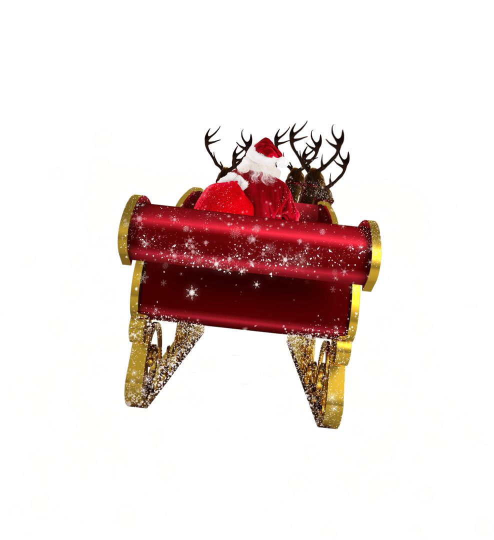 Santa Santa Sleigh on Transparent Background for Festive Designs