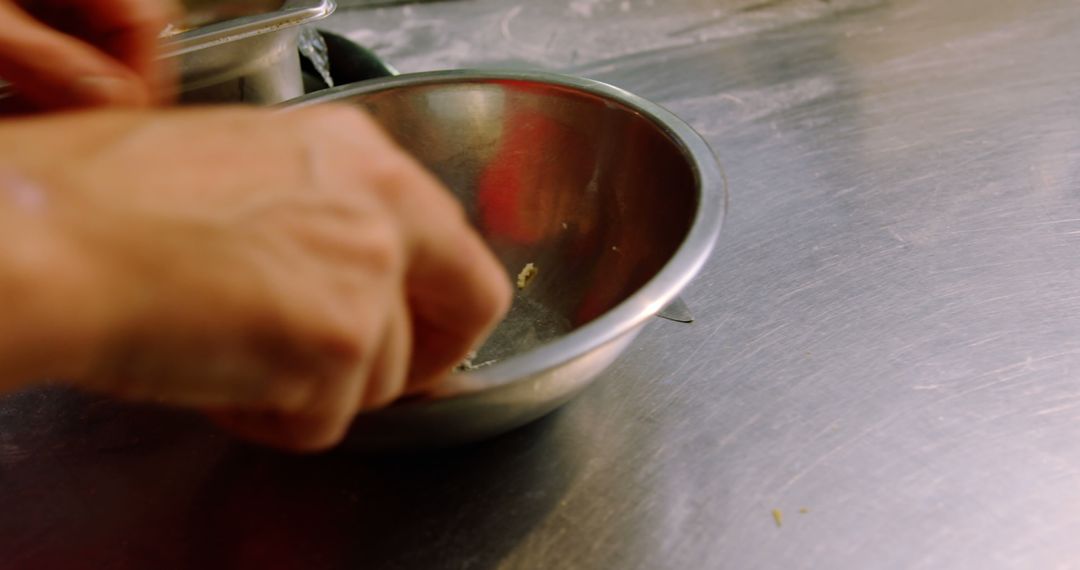 Chef Preparing Ingredients in Stainless Steel Bowl - Free Images, Stock Photos and Pictures on Pikwizard.com