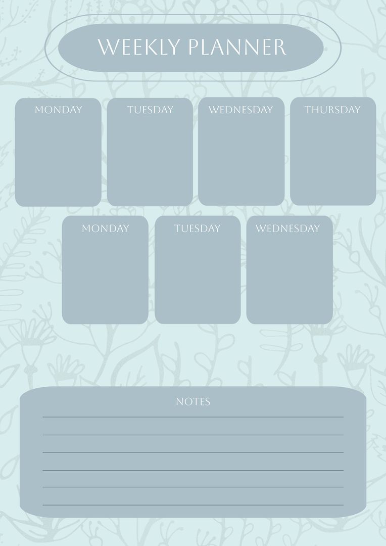 Minimalist Weekly Planner Template with Notes Section - Download Free Stock Templates Pikwizard.com