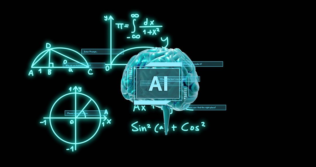 Artificial Intelligence Brain Processing Mathematical Data