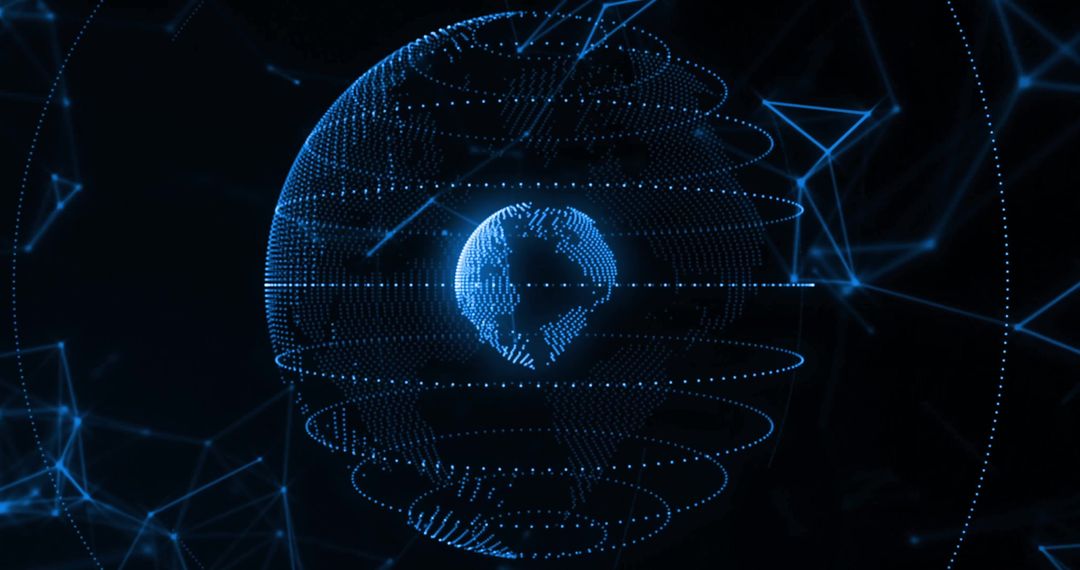 Digital Connections Around Glowing Globe