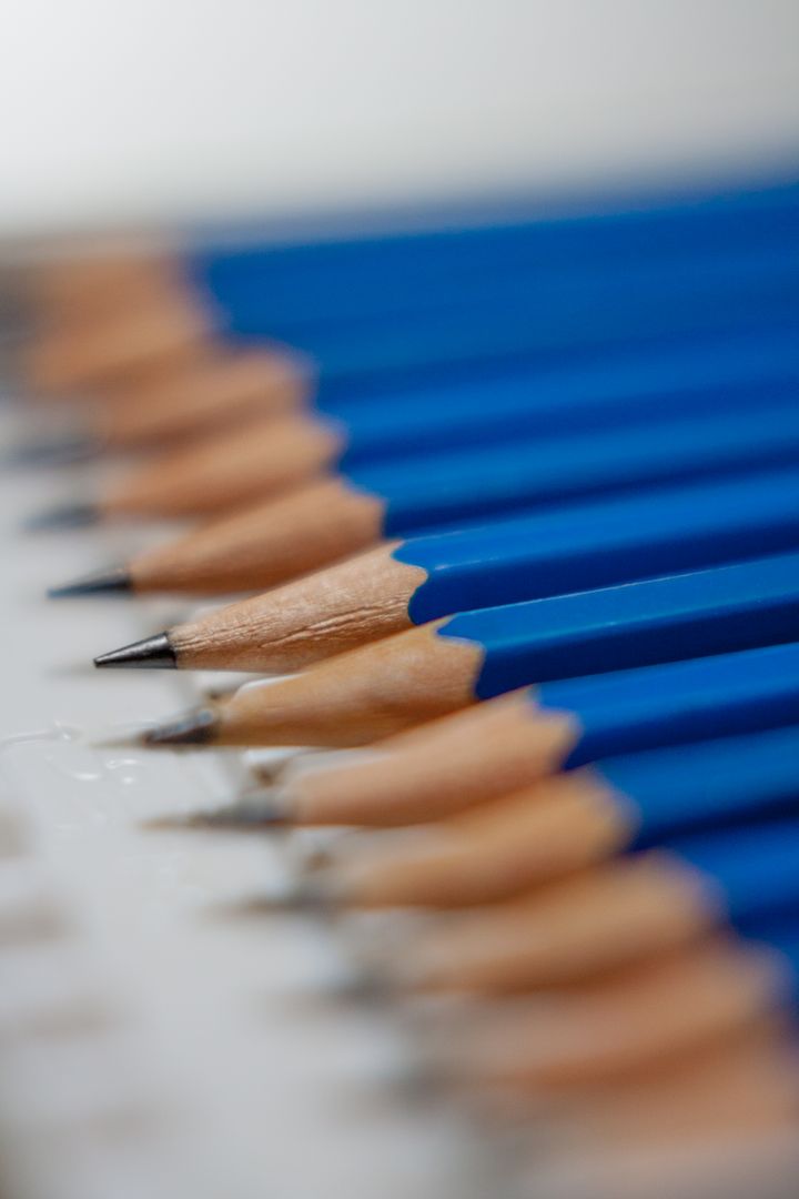 Tilt Shift Lens Photography of Blue Pencils - Free Images, Stock Photos and Pictures on Pikwizard.com