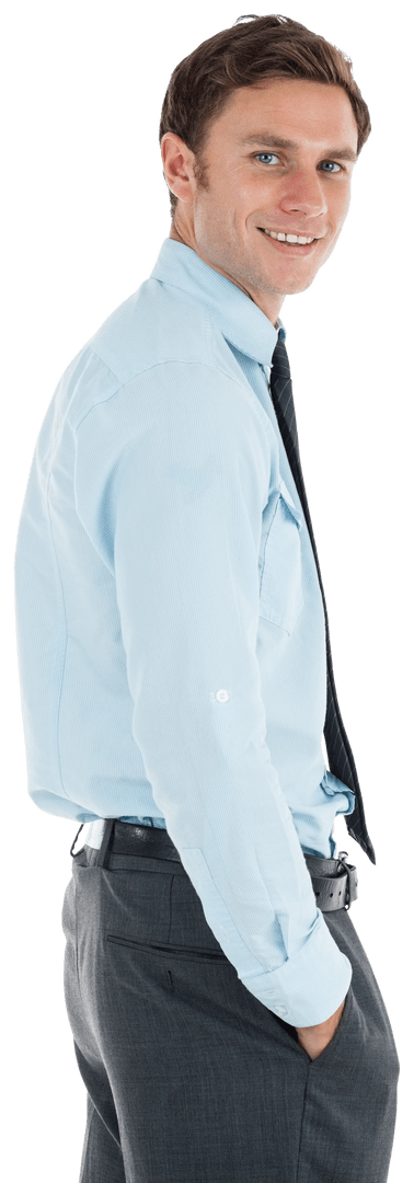 Confident Businessman with Hands in Pocket on Transparent Background