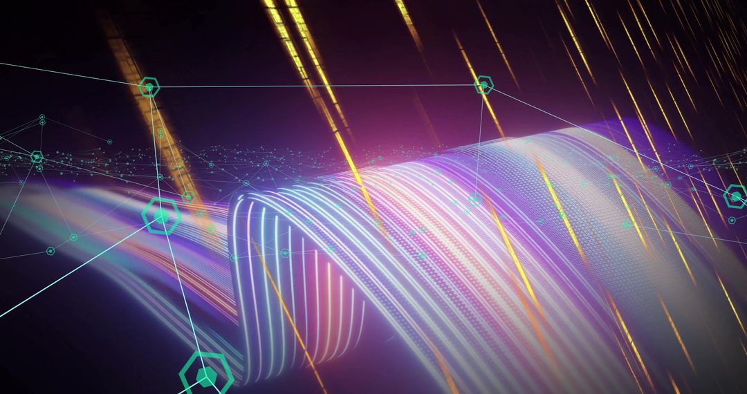 Abstract Glowing Light Trails with Digital Connections