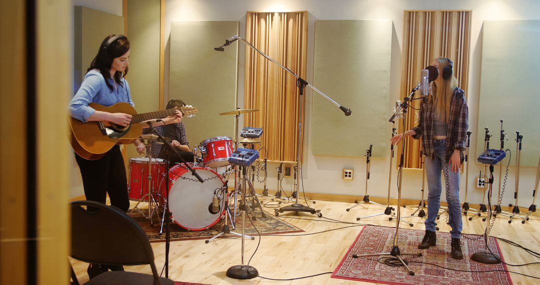 Music Band Recording Studio Session Scene