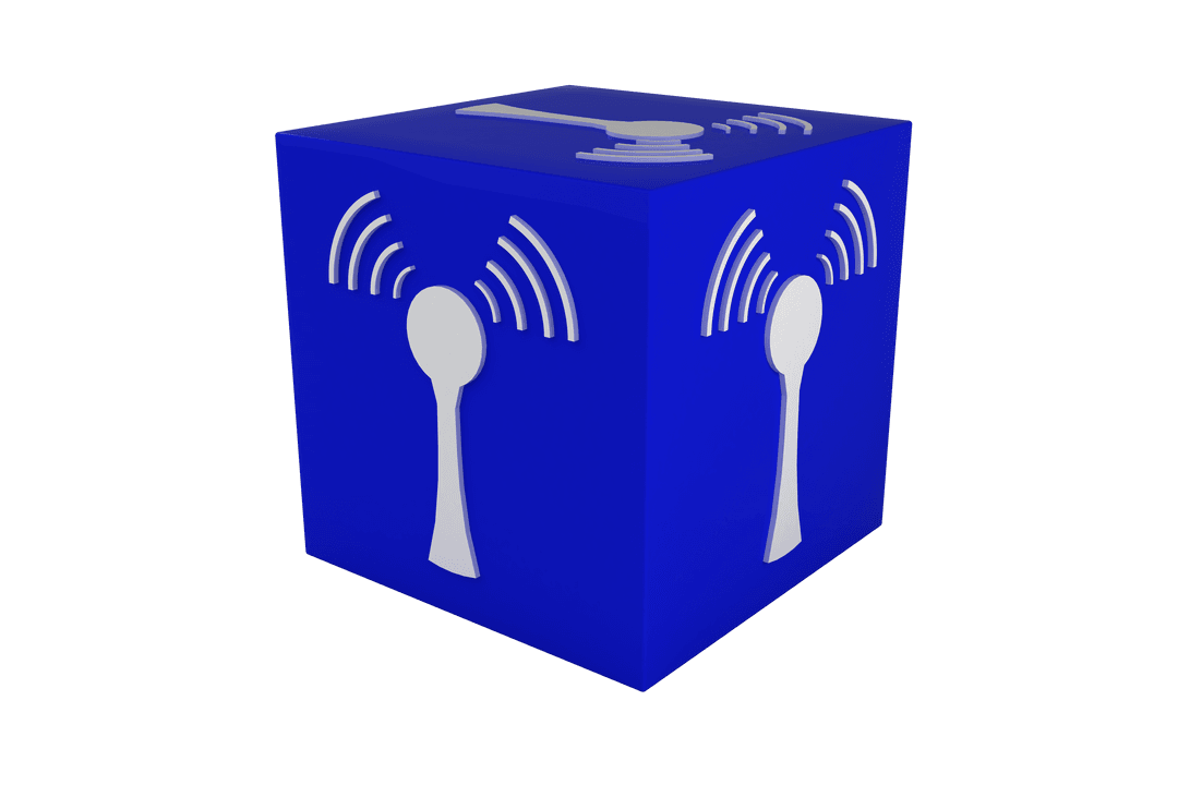 Blue Cube with Wi-Fi Symbol on Transparent Background for Communication Design