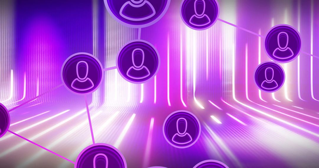 Digital Networking Concept over Futuristic Neon Background
