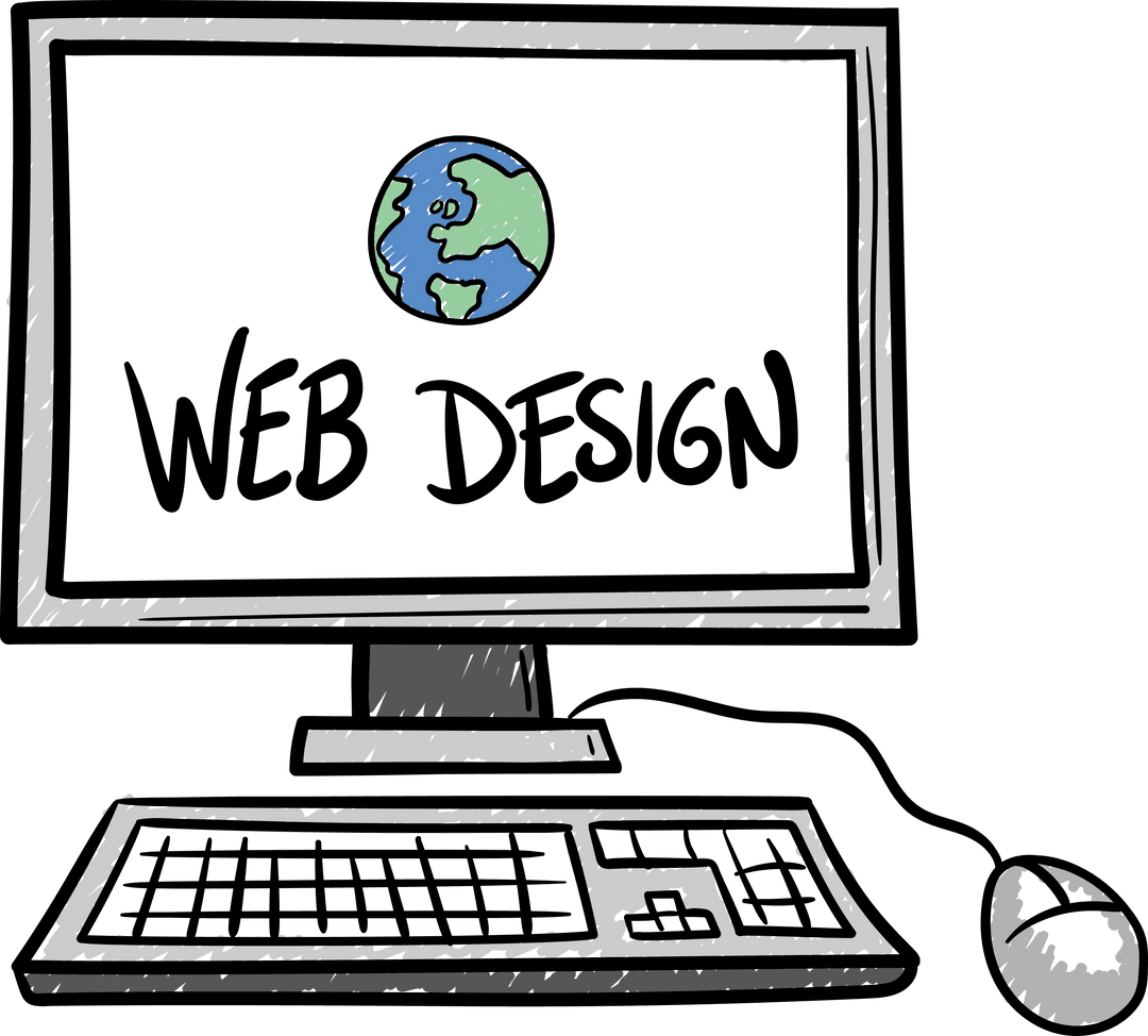 Cartoon Earth on Computer Screen Icon Transparent Background