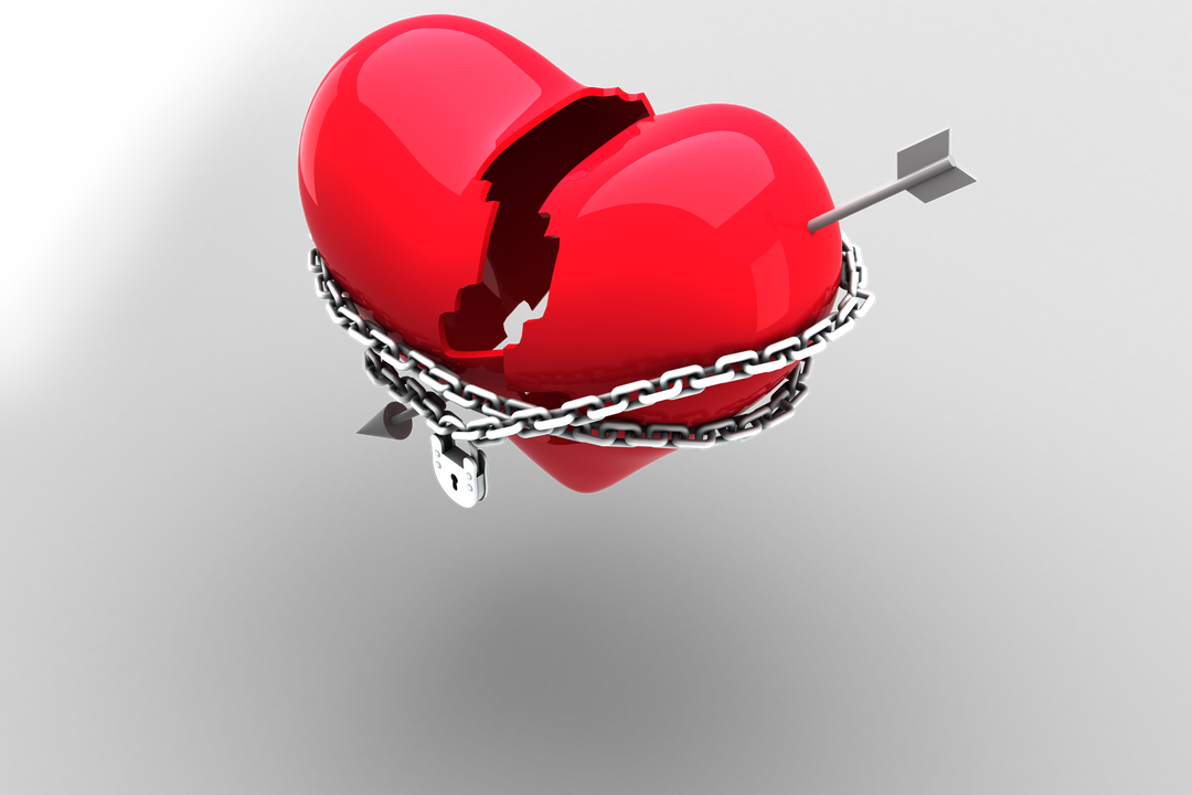 Shattered Red Heart with Chain and Padlock Transparent Background - Download Free Stock Images Pikwizard.com