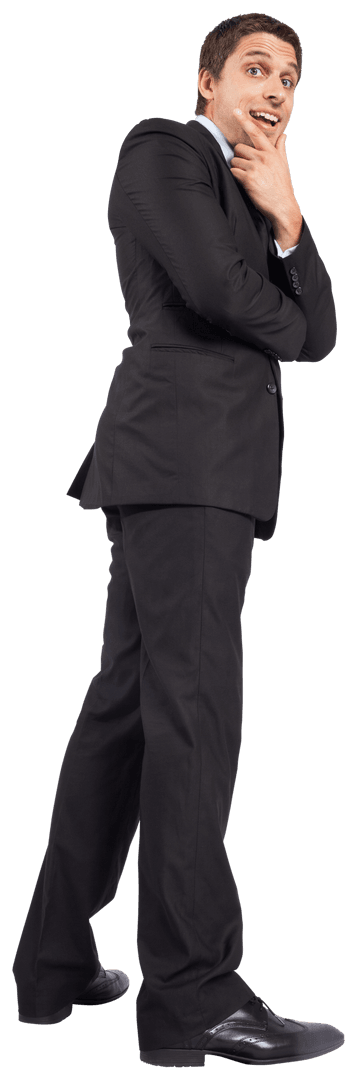 Surprised Caucasian Businessman Isolated on Transparent Background