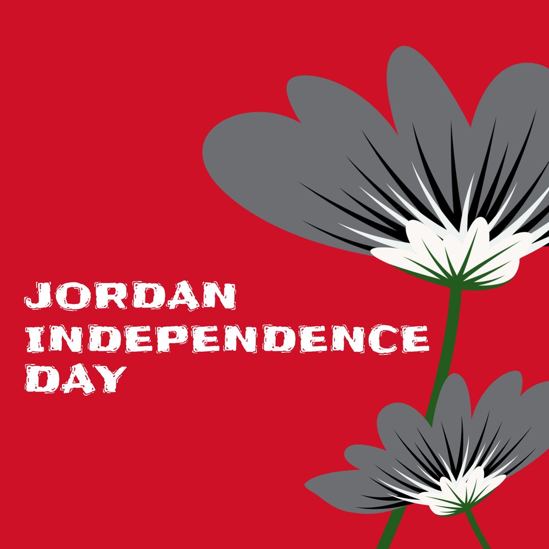 Jordan Independence Day with Festive Flowers Design