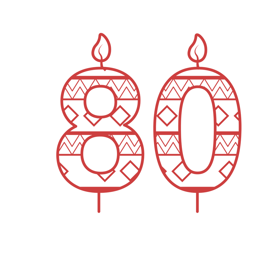 Vector Red 80th Birthday Candle With Patterns On Transparent Background - Download Free Stock Images Pikwizard.com