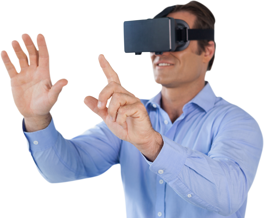 Innovative Transparent Gesturing Businessman in VR - Download Free Stock Images Pikwizard.com