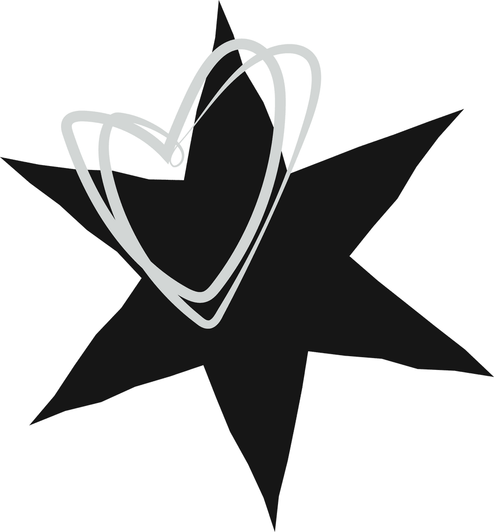 Abstract Transparent Design with Geometric Star and Scribble Heart