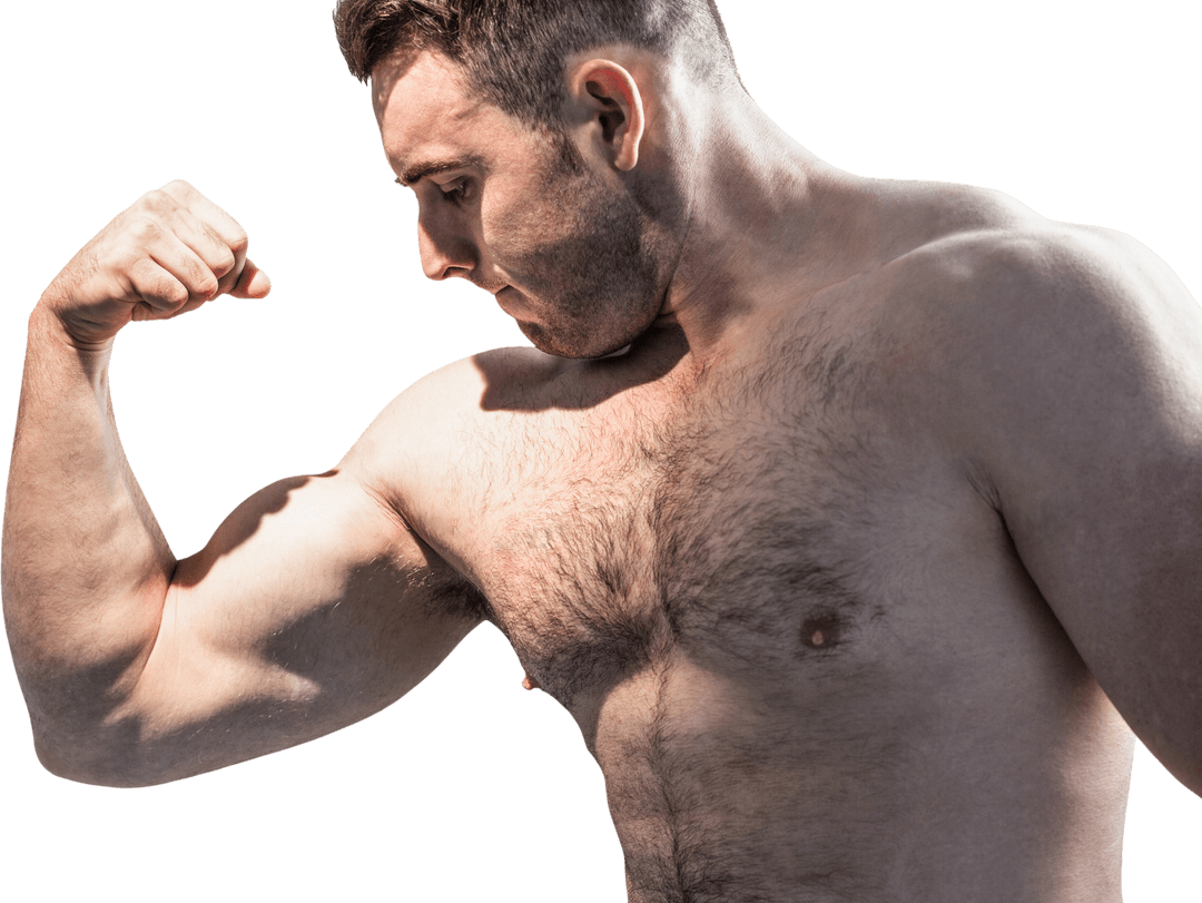 Transparent Athletic Man Flexing Muscular Bicep Strength