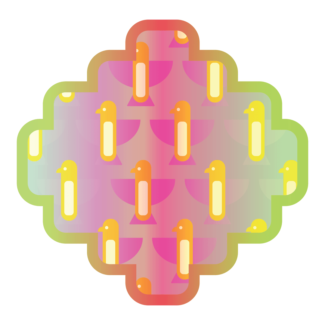 Colorful Geometric Bird Pattern on Transparent Frame