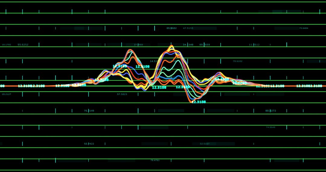 Colorful Stock Market Graph with Data on Grid