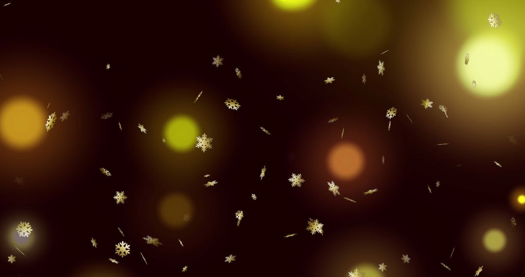 Winter Snowflakes with Defocused Bokeh Lights on Dark Background
