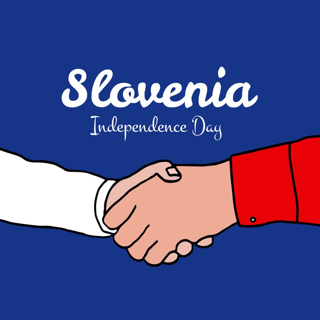 Slovenia Independence Day Handshake with Copy Space